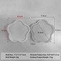 Translucent white five-petal flower silicone molds with size markings for resin and plaster - Flower Shape J-265