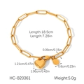 Dimensioni dettagliate del bracciale a graffetta in oro 18k con ciondoli a cuore - Catena a Graffetta Stile Cuore (HC-B20361) / Oro