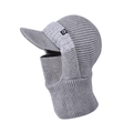 Winter knitted balaclava with visor and neck warmer in light grey color for men - Light Gray