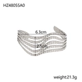Detailed view of silver hollow wave bangle with dimensions 6.3cm width and 21.3g weight - 5-Layer Wave Hollow (HZ48055A0) / Silver