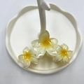 Elegante molletta per capelli a forma di fiore con sfumatura giallo e bianco su vassoio - Frangipane / 10cm / Bianco con centro giallo