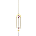Golden suncatcher ornament featuring moon, stars, and multifaceted crystal prism drop - Style 5