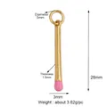 Pink enamel matchstick pendant in gold plated finish with zircon accents and O-ring - Matchstick Shape-Pink