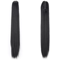 Long straight black ponytail hair extension with a secure claw clip attachment - 1B-Natural Black