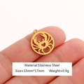Hollow crab charm in golden stainless steel shown on fingertip for size scale - Crab-DY1082-2