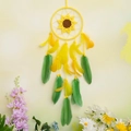 Acchiappasogni girasole all'uncinetto con piume gialle per decorazione cameretta - Finished Product / Giallo Girasole
