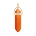 Orange hexagonal prism pendant with gold bail and polished cat eye stone texture - Orange Cat Eye / + Waxed Cord Gold Tail Chain