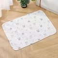 Quilted white rectangle dog mat with cute cartoon patterns on warm wooden floor - White Poodle