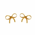 Goldene Schleifen-Ohrringe aus strukturiertem Metall mit gewebtem Design - Kurze Ohrringe (DKE2541) / Gold