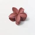 Close-up of a matte red floral claw clip featuring a strong metal spring mechanism - Matte Dark Orange