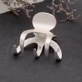 Pince à cheveux minimaliste en métal argenté avec texture rayée verticale et élégante - Griffe Argent Mat