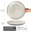 11-inch light gray ceramic dinner plate with textured glaze for microwave and dishwasher - Shuangla - Grey Large Plate 11 Inch (Minor Flaws)