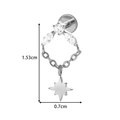 Silver G23 titanium stud with marquise crystals, star pendant and chain, 1.53cm length - Star / Silver