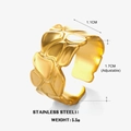 Anillo ajustable de acero inoxidable dorado con patrón de relieve geométrico - Abierto Ajustable / Dorado