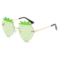 Funny strawberry shaped sunglasses with green lenses and minimalist gold metal frame - Green