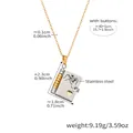 Collana a libro in acciaio inossidabile placcato oro 18k con ciondolo a cuore - Bicolore Oro Argento Stile Promessa del Mignolo Figlia (RP022)