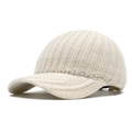 Winter knitted baseball cap in cream white with a classic ribbed texture for warmth - Adjustable / Beige