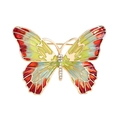 Enameled butterfly brooch in colorful gradient with rhinestones and gold-plated base - YNCP8293 Red