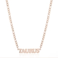 Rose gold 304 stainless steel Figaro chain necklace with Taurus zodiac pendant - Rose Gold Taurus