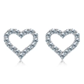 Elegant 925 sterling silver heart-shaped stud earrings with sparkling pave moissanite - Simple Heart Studs White Zirconia