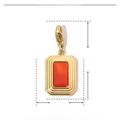 Detail view of rectangular orange natural stone pendant with gold steel frame 29x12mm - Gold Rectangle-Orange Red Natural Stone