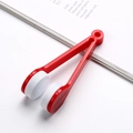 Portable red glasses cleaning clip with white microfiber pads and lanyard hole - Red
