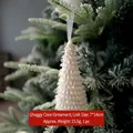 Cream white layered fringe Christmas tree ornament, 7x14cm foam holiday hanging ball decoration - Skirt Tree Ornament White