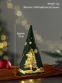 Conical green glass Christmas tree lantern with golden snowflakes and LED warm light - Small / Green