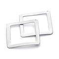 Set of two silver rectangular stainless steel frame pendants on a white background - Rectangular Frame Finding 37mm