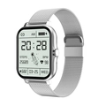 Silver Y13 smart watch with Milanese steel strap and square touchscreen display - Metal Milanese Band / Silver