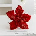 22cm rote Samt-Weihnachtssternblume mit Pailletten und 15cm Stiel für die Dekoration - Rot