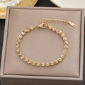 18k gold plated stainless steel leaf chain bracelet with secure lobster clasp - Gold Leaf Braided Chain Style (5187)