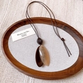Sautoir ovale en bois et résine ambre foncé avec cordon tressé réglable - 2# Collier-Café-Ovale