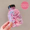 800pcs small pink and purple jelly color high elastic hair ties in a clear plastic jar - Small Thickened Jelly Color 800 Pcs (Jar)