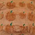 Brown plush pillow cover featuring decorative 3D embroidered pumpkin patterns - 18x18 Inch / Orange Pumpkin Green Stem