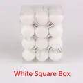 24-piece set of 3cm white Christmas ball ornaments in a transparent square box - 3cm Square Box / White