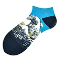 Socquettes en coton bleu ciel avec motif imprimé La Grande Vague de Kanagawa - 36-44 / La Grande Vague sur Fond Bleu