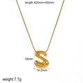 Detailed size specifications for 18k gold irregular letter S pendant stainless steel necklace - Letter S