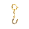Golden U-shaped initial necklace pendant with small crystals and spring clasp - Letter Pendant-U
