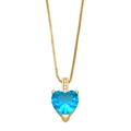 Elegant gold necklace featuring a vibrant sky blue heart-shaped gemstone and crystal accents - Light Blue