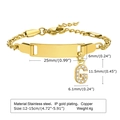 Adjustable golden stainless steel ID bracelet with Cuban chain and cubic zirconia letter G - 12CM Letter G / Gold