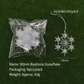 Set of 6 clear plastic bauhinia snowflake Christmas ornaments with silver strings - Bauhinia Snowflake / 90mm