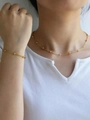 Elegant gold bead snake chain necklace and bracelet set featuring a minimalist jewelry design - Round Bead Snake Chain Necklace + Bracelet Set / Gold