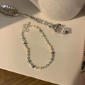 Silver S925 beaded bracelet with colorful yellow, green and brown enamel charms - Colorful Enamel Embellished (SL1071)