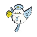 Broche en émail mignonne d'oiseau avec chapeau de pilote et cravate bleue pour mode - Style Oiseau Pilote (CC421)