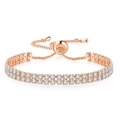 Bracelet rivière double rang en or rose avec zircons étincelants et fermoir réglable - Or rose