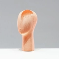 Elegant peach velvet mannequin head stand for wigs, hats, and scarves display - Light Orange Velvet