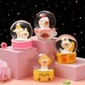 Cute cartoon cat glowing crystal ball ornaments with macaron bases on display stand - 2511# (lights + Snowflakes)