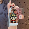 Süßer Wukong Schlüsselanhänger mit schwarzem Webband und Themenkarte für Taschen - PVC Puppenstil / Affenheld Schlüsselanhänger - Schwarz
