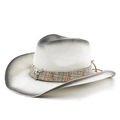 Zomerse geweven cowboy strohoed met gradiëntontwerp en metalen stierenkop-embleem - M(56-58cm) / Wit Zwart Gradiënt